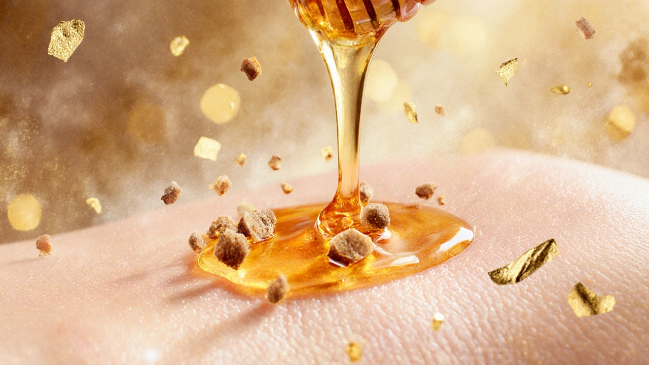 Med tekoucí po kůži odstraňuje nečistoty s přirozenými látkami.