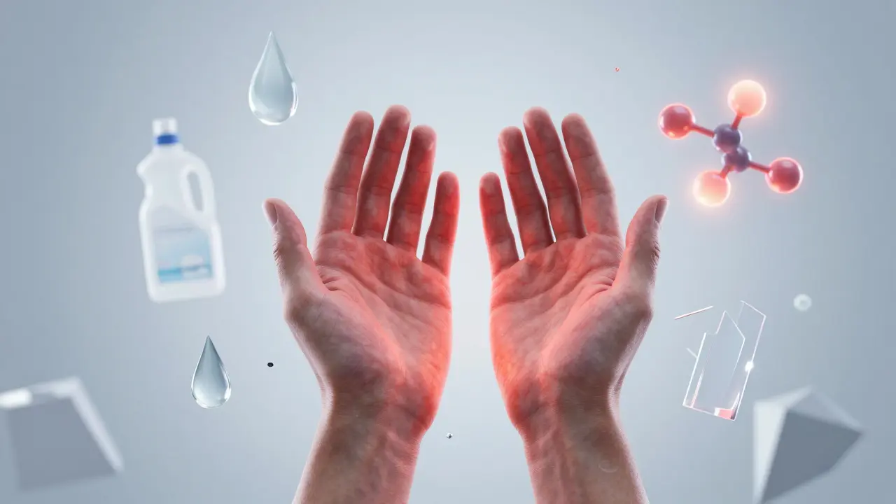 Konceptuální znázornění příčin dermatitidy a nedostatku vitamínů